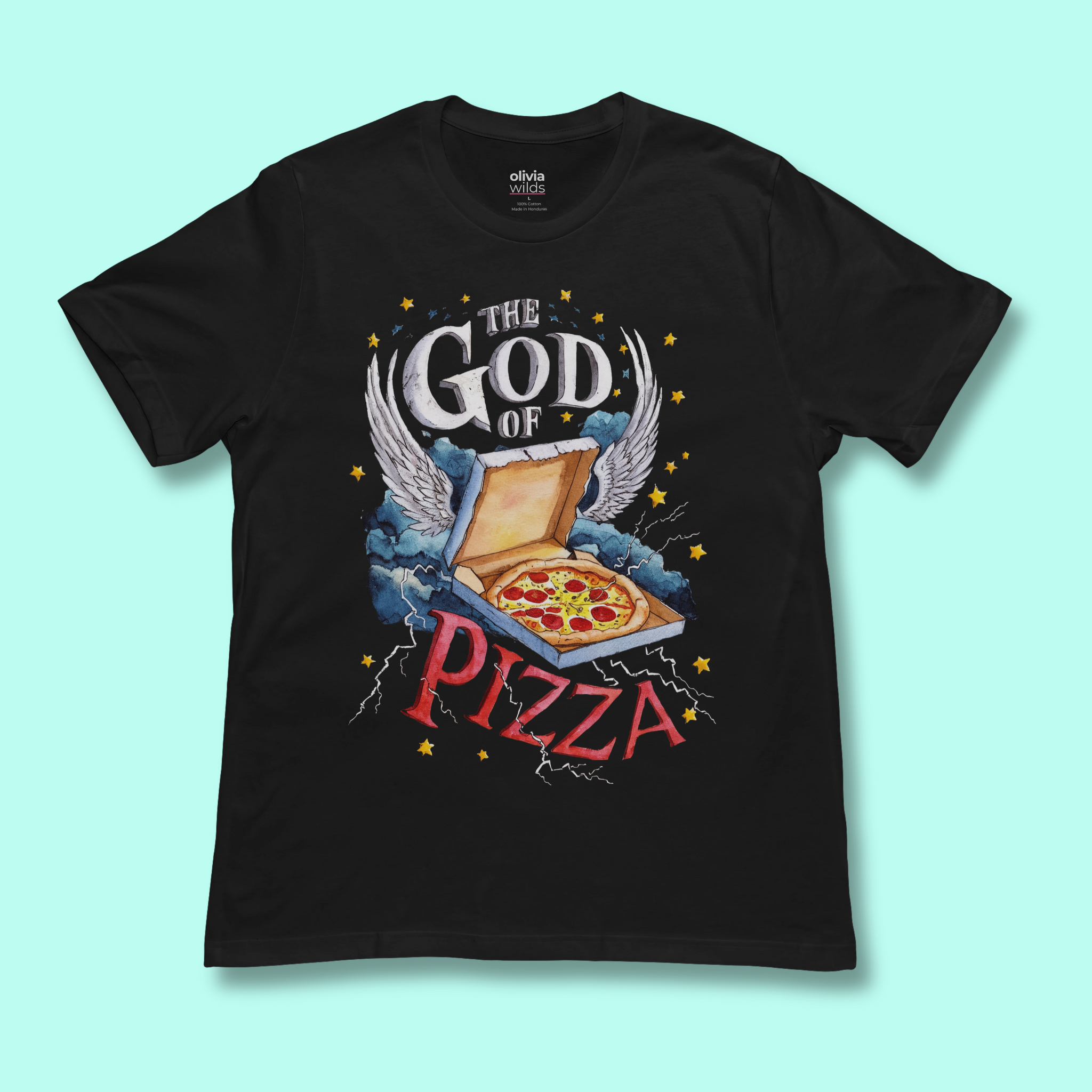 God of Pizza Shirt, Funny Graphic Tee, Meme Tshirt, Pizza Lovers Gag Gift, Trendy Sarcastic Shirts That Go Hard, Retro Shirts for Men, Women